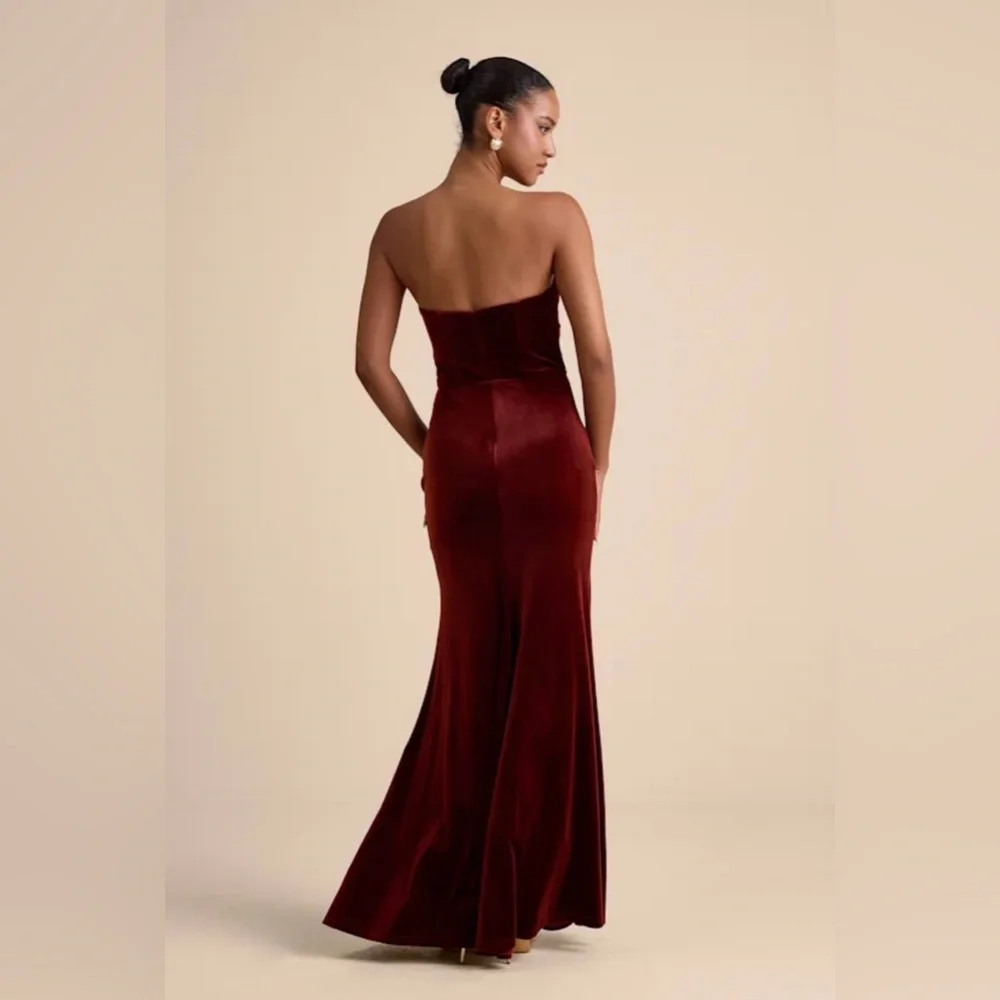 Lulu's Strapless Wine Red Dress - Picture 4 of 4